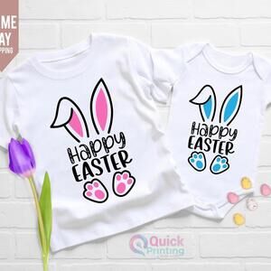 Happy Easter Bunny T-Shirt  Cotton Easter Top